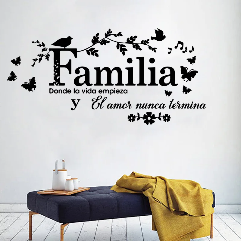 Spanish Family Where Life Begins Quote Wall Sticker Living Room Bedroom Familia, donde la vida empieza Quote Wall Decal Vinyl  (3)
