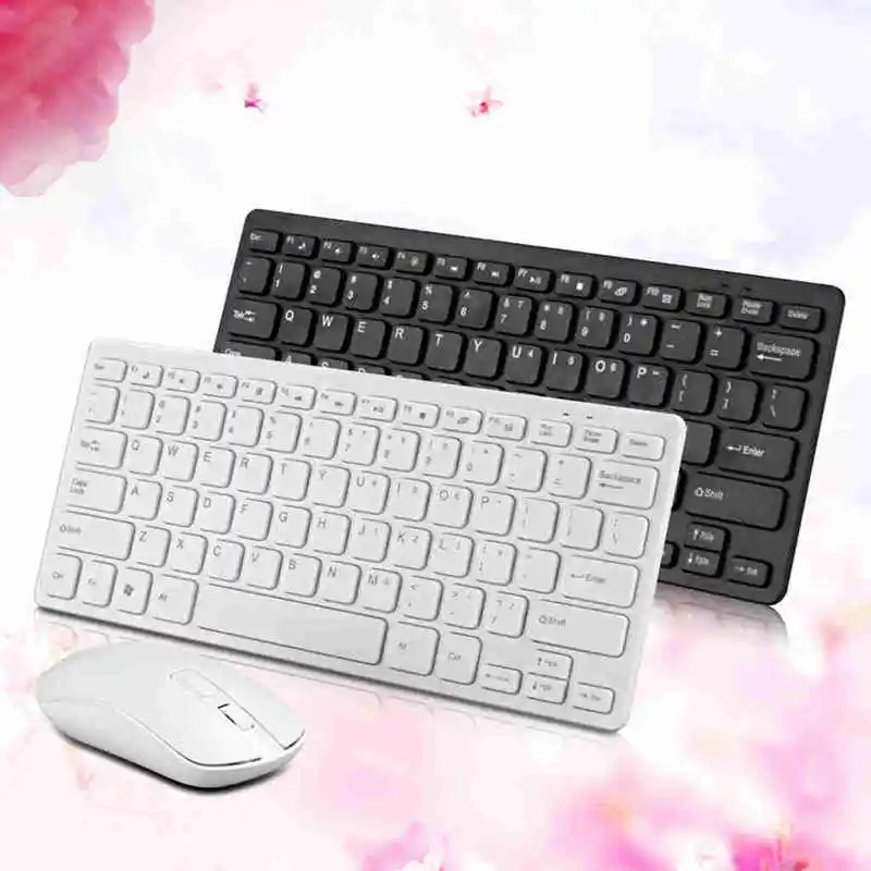 2,4G Беспроводная клавиатура и мышь комплект клавиатура ультра-тонкий для Android Ios ПК ноутбук белый