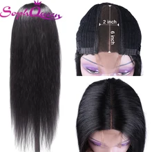 Soph queen Волосы бразильские прямые 2*6 Кружева Часть парик их натуральных волос парики Remy с волосами младенца предварительно сорвал натуральный цвет