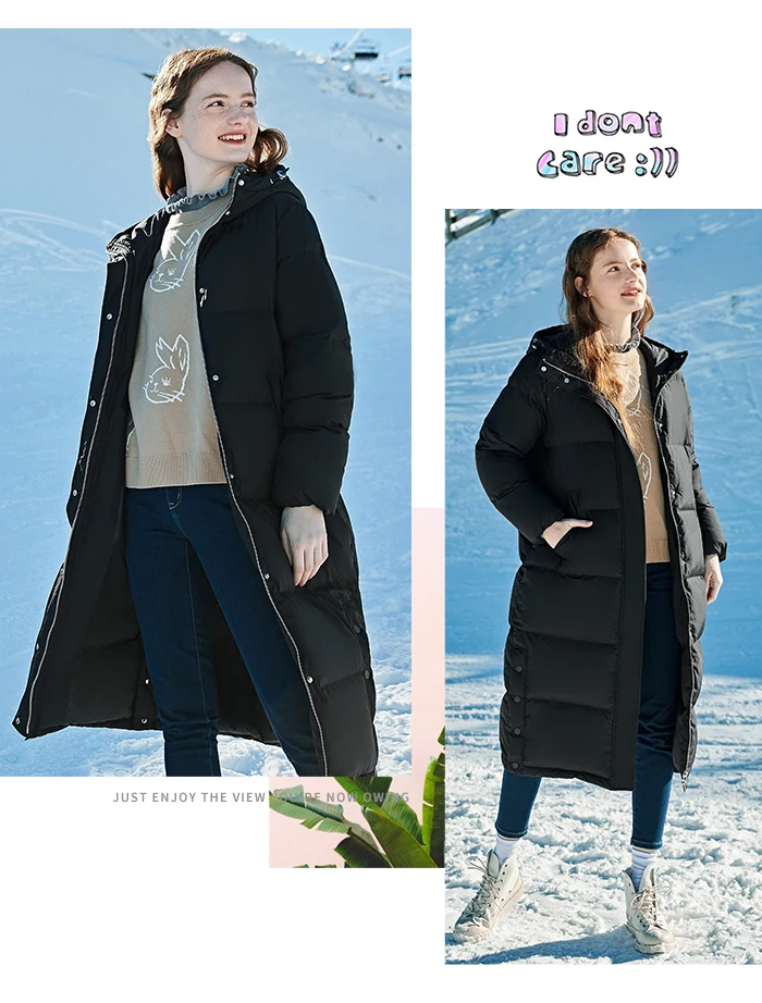 SEMIR, Зимний пуховик для женщин, длинный параграф, выше колена, свободный, толстый, длинный, с капюшоном, теплое зимнее пальто для женщин