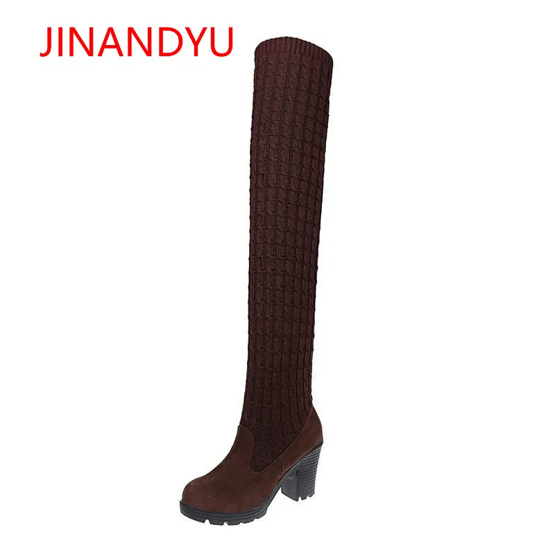 Knitting Stretch Overknee Boots Women Thigh High Boots Fashion Sexy Slim Black Shoes Woman Platform High Heel Boots Bottes Femme Knitting Stretch Overknee Boots Women Thigh High Boots Fashion Sexy Slim Black Shoes Woman Platform High Heel Boots Bottes Femme