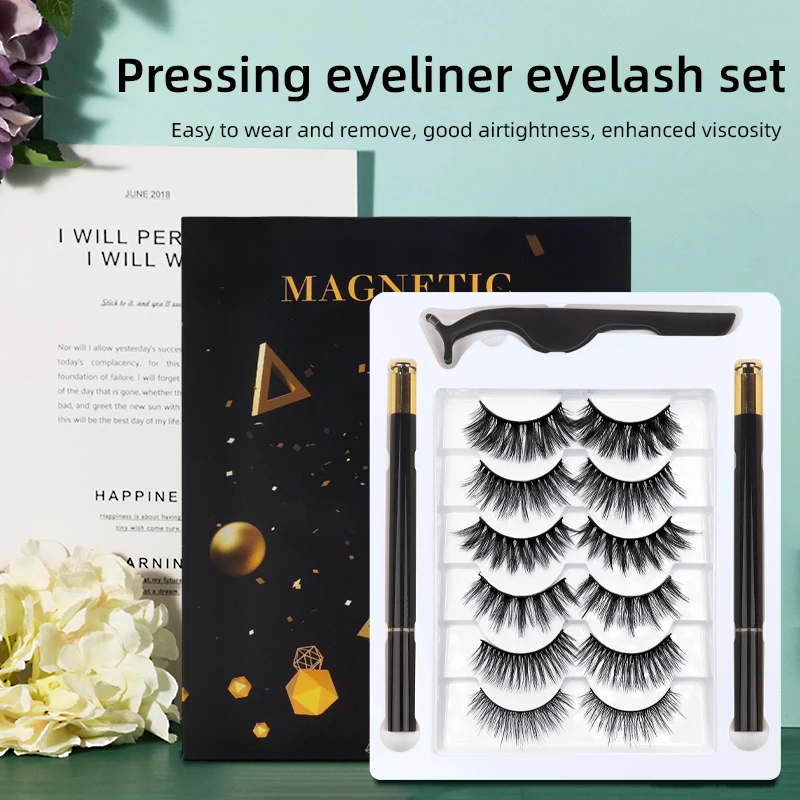 6pairs Self adhesive Eyeliner Pen Lashes Set maquillaje No