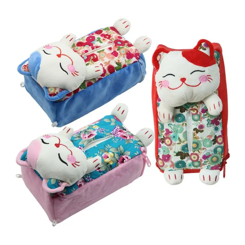  Car Lucky Cat Hanging Tissue Box Holder Plush Toy Style Anime Case Cartoon Cover | Дом и сад