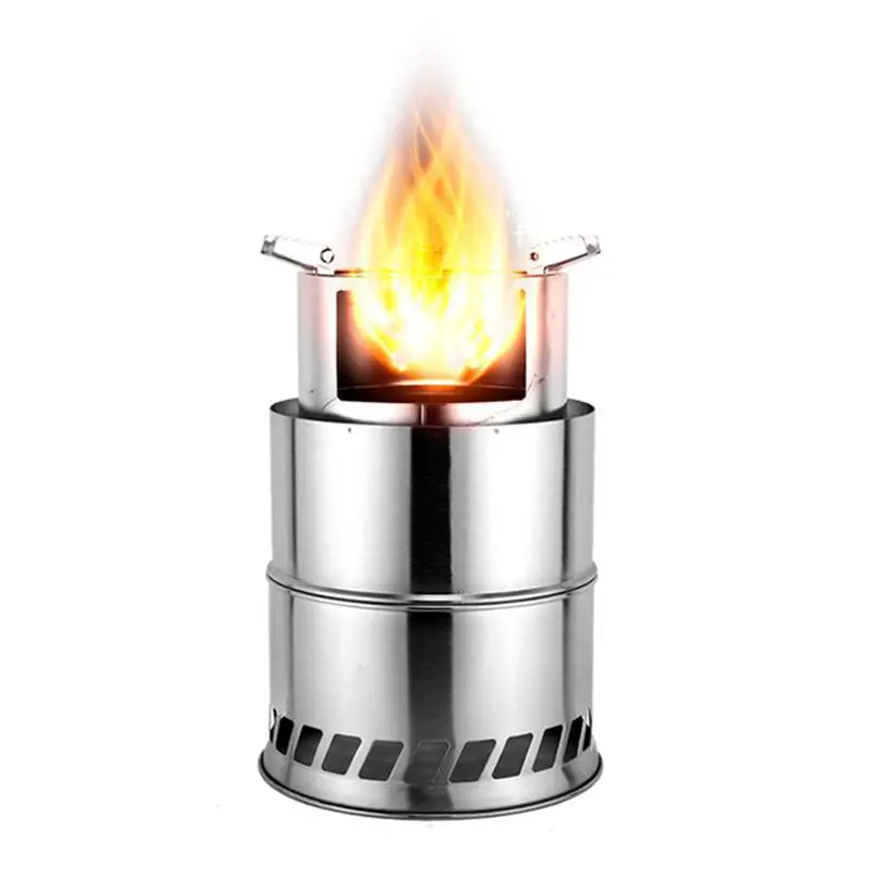

Protable Folding Camping Stove Stainless Steel Gasifier Cooker Stove For Outdoor Picnic Hiking 1 Pcs