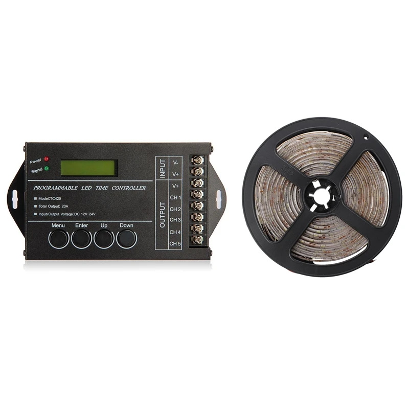 Программируемый контроллер таймера Top-1Pcs 20А Dc12-24V для светодиодных Rgb/монохроматических полос и 1 шт. 5 м Smd 3528 300 эпоксидная Светодиодная лента L