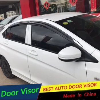 

For HONDA City 2015 2016 2017 2018 Plastic Window Visor Vent Shades Sun Rain Deflector Guard Auto Door Visor black 4PCS/SET