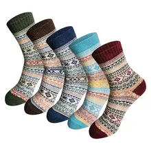 JAYCOSIN 5 пар носков Женские винтажные Ретро стиль толстые шерстяные теплые зимние забавные Женские носочки в полоску милые модные носки 121