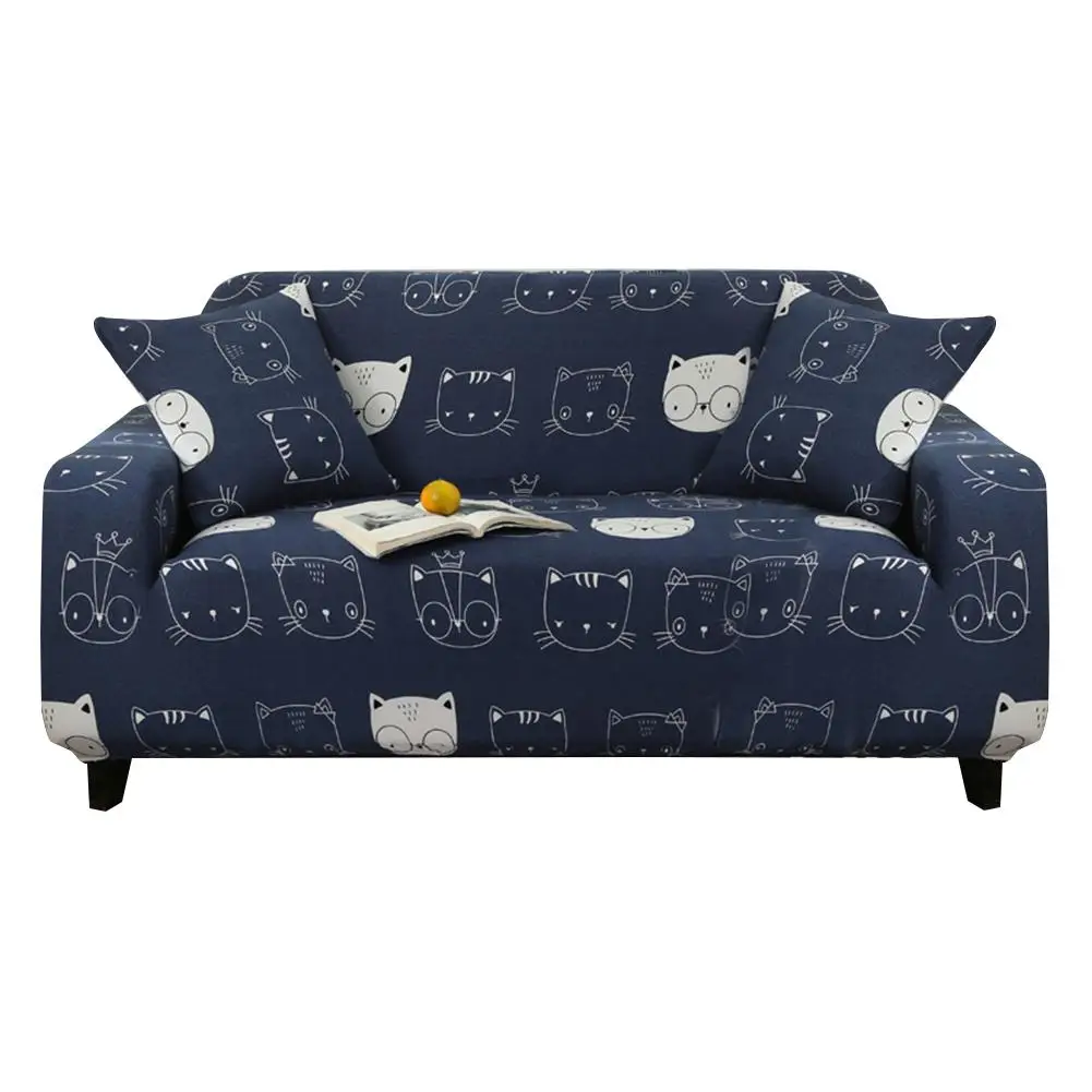 Elastic Spandex Sofa Cover Cute Cats Pattern Sectional Couch Cover Tight Wrap All inclusive