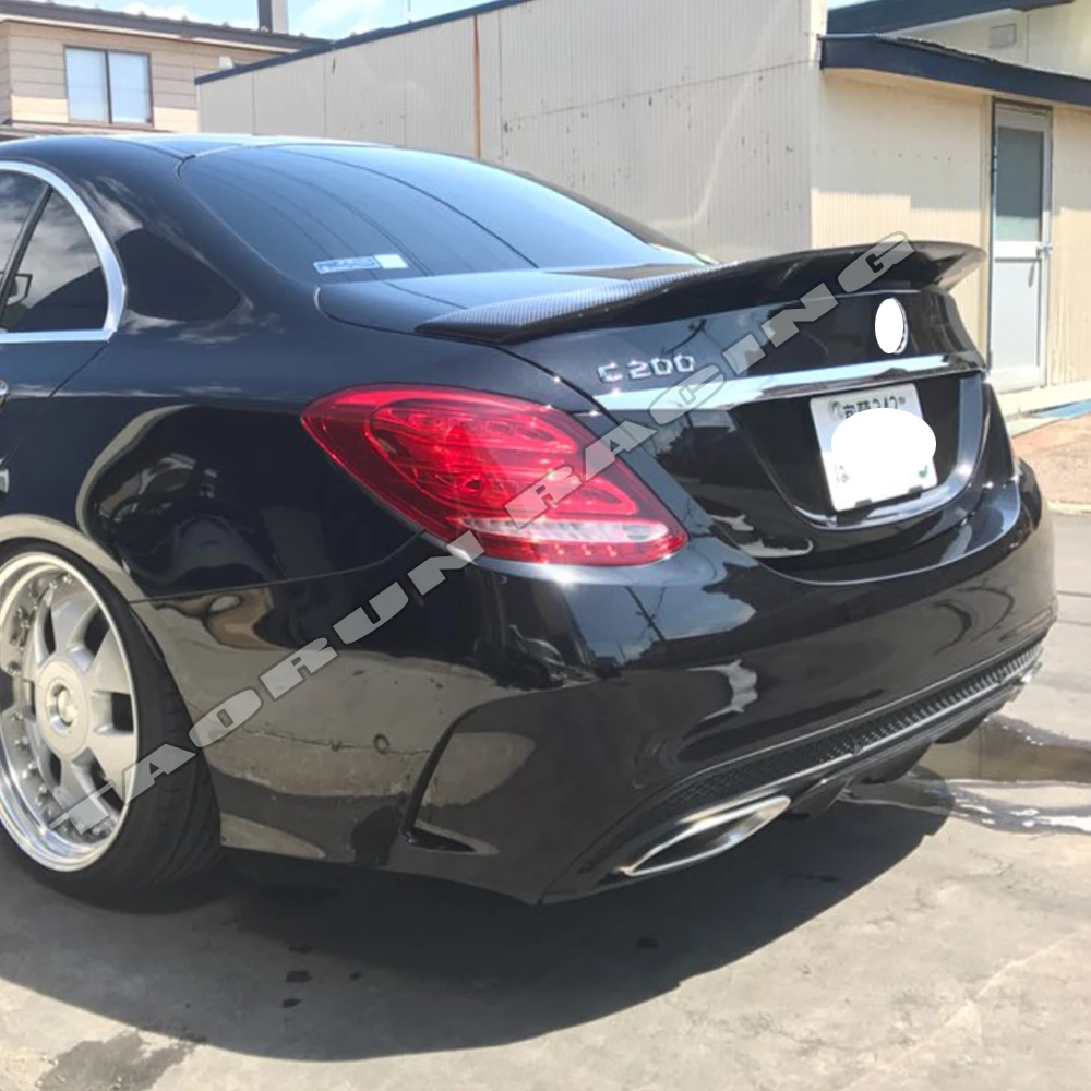 R Стиль углеродное волокно заднее крыло для Mercedes Benz W205 C180 C200 C300 C43 & C63 AMG Седан 4