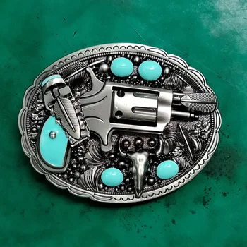 

1 Pcs Retro Western Cowboy Turquoise Bead Belt Buckle For Men
