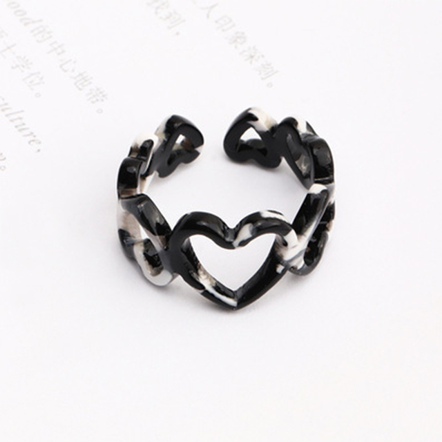 Fashion Acetic Acid Flower Rings for Women Lady Personality Leopard Acrylic Opening Adjustable Rings Finger Jewelry Gift