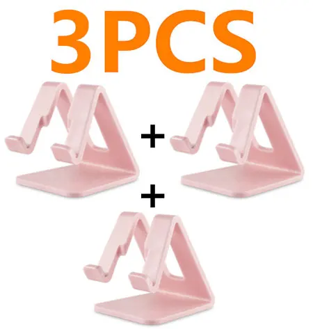 3pcs pink Универсальный настольный держатель для планшета, мобильного телефона, держатель с противоударной силиконовой накладкой, крепкая пластиковая подставка-держатель для сотового телефона, крепление - Цвет: 3pcs pink