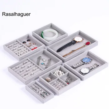 

2020 New Gray Velvet Mini Drawer Packaging Pox Jewelry Organizer Tray Organiser Box Ring Necklace Pendants Gift Box