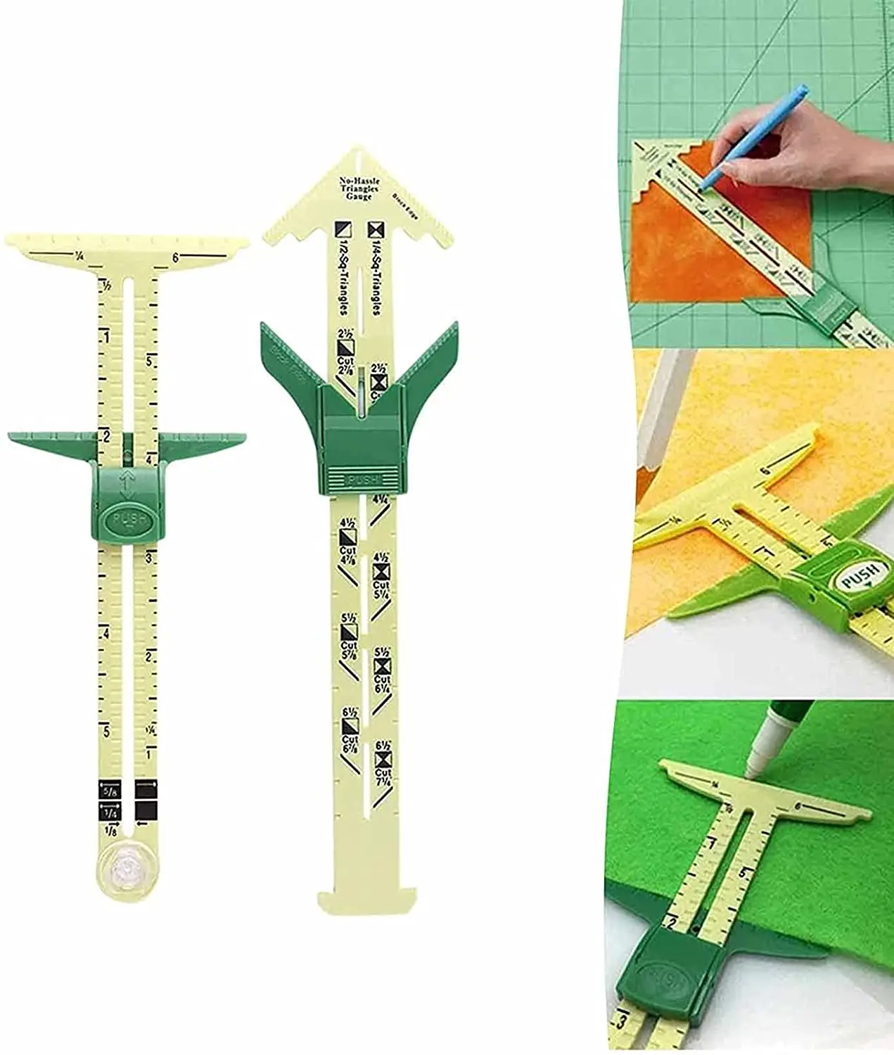 

5 in 1 Sliding Gauge Ironing Tool Ruler Sliding Gauge Measuring Ruler Fabric Quilting Ruler Knitting Sewing Supplies Tools Kit