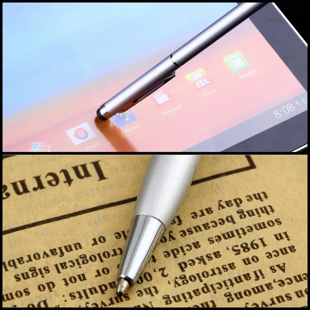 Новейший 2в1 черный мини металлический емкостный сенсорный экран под Стилус Шариковая ручка для iPad 2 3 для Iphone 4 4s акция
