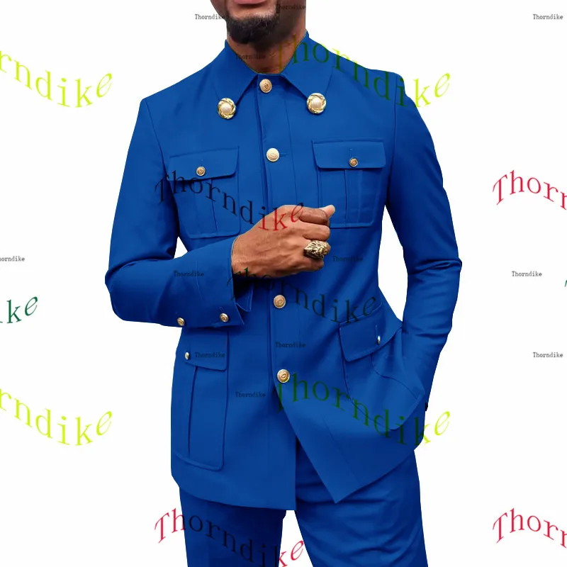 Thorndike Coffee Safari Men's Suits Tailor-Made Blazers Pants Normal Business Causal Party Singer Groom Wedding Prom