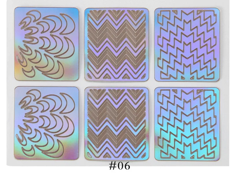 6/12/24 Sheets/lot DIY 3D Hollow Laser Sticker ForNail Art Stencil Gel Polish Nail Vinyl Tip Transfer Guide Template Nail Decals