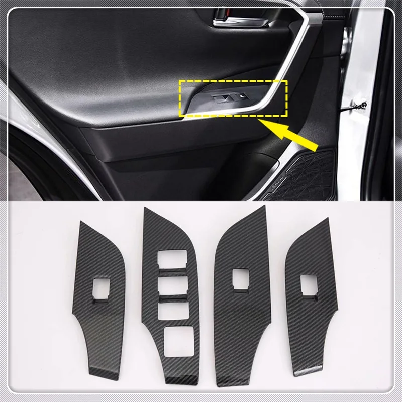 Left-Hand-Drive-For-Toyota-RAV4-2019-2020-Car-Interior-Armrest-Window-Switch-Lift-Cover-Trim