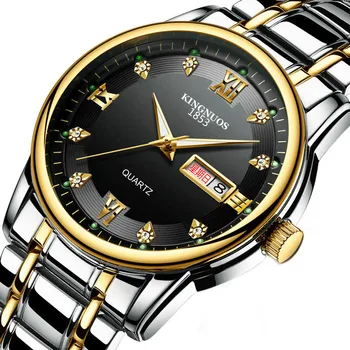 

Men's Watch waterproof men's watch steel belt double calendar quartz watch non-mechanical watch