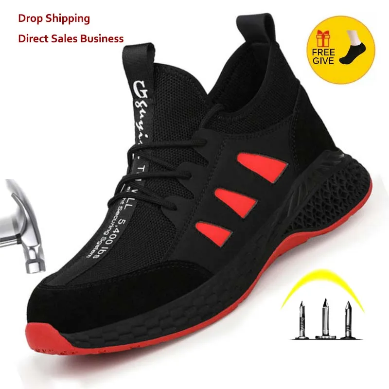 Work Safety Boots Men Shoes Sneakers Breathable Anti Smashing Lightweight Work Boots Indestructible Sneakers With Steel Toe Cap