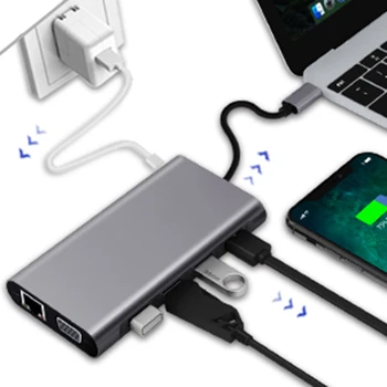 

11 in 1 USB 3.1 HUB Adapter Type-C to HDMI USB2.0 USB3.0 PD Fast Charge Converter Notebook Accessories USB-C Hub