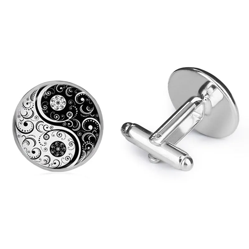 New 18mm Fashion Handmade Cufflink Wholesale Yinyang Skulls Wicca Gifts Cabochon Witchcraft High Quality Jewelry |