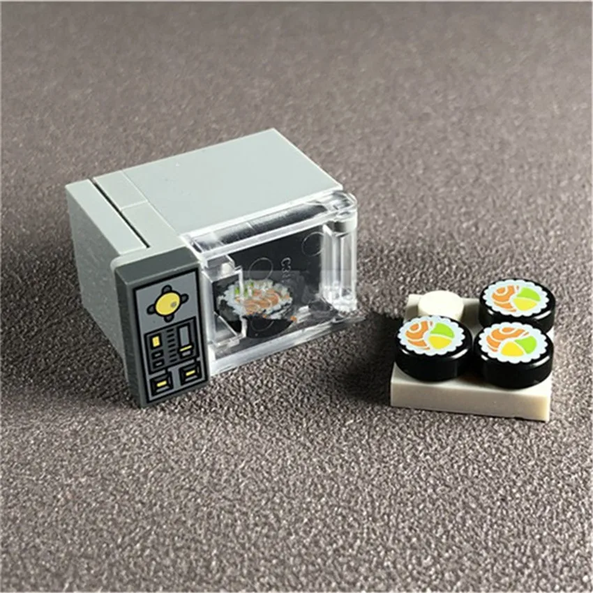 Oven Microwave Food Dessert Set Building Blocks Legoinglys Toy Block City Party Home Scenes MOC Accessories Bricks DIY Kits Toys (1)