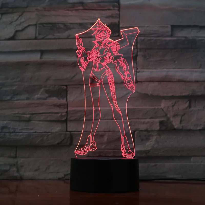 Игра Overwatch детский ночной Светильник RGB Цвет изменение Tracer рисунок номер Декор Светильник фестиваль подарок OW 3d светодиодный ночной Светильник Лена окстон