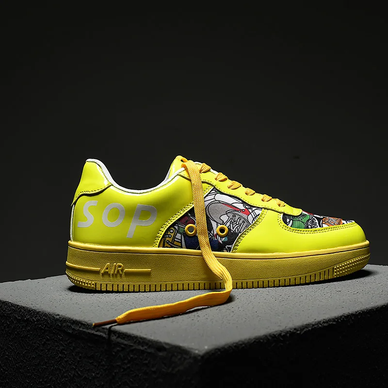 YELLOW Air Couple Force One кроссовки для мужчин и женщин повседневная обувь для скейтборда удобный нескользящий износостойкий светильник - Цвет: YELLOW