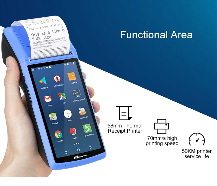 Веха пос-терминал принтер чековый сенсорный экран Bluetooth wifi GPRS POS машина USB SIM Портативный беспроводной Android MHT-M1