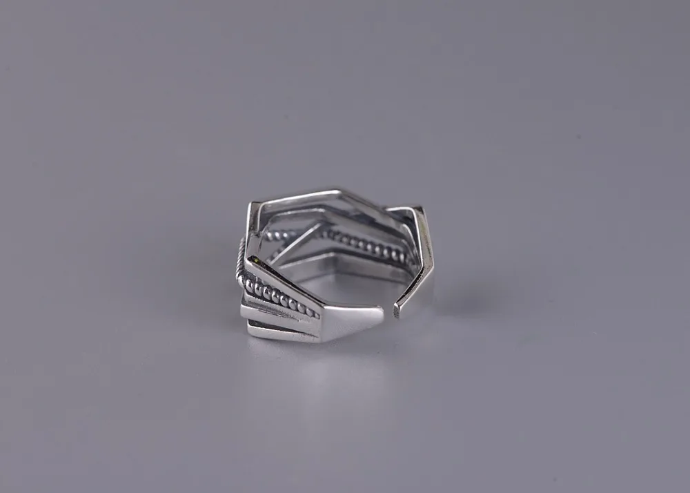 Bijoux простой стиль 925 пробы серебряные геометрические кольца оригинальной формы для женщин Подарки большие Регулируемые кольца на палец