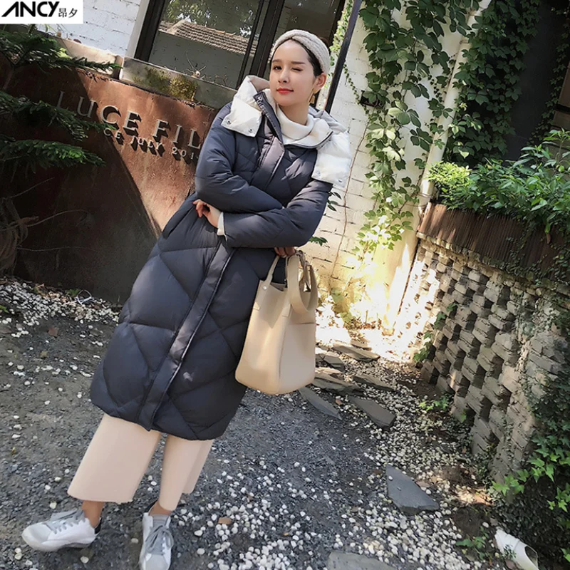 women newest long hooded duck down coats female fashion casual over knee slim warm clothes popular winter thickened jackets