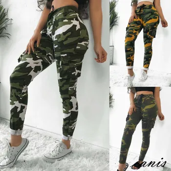 

2019 Summer New Fashion Women Camouflage Fashionable Pencil Casual Pants Breathable Sports Casual Sports Elastic