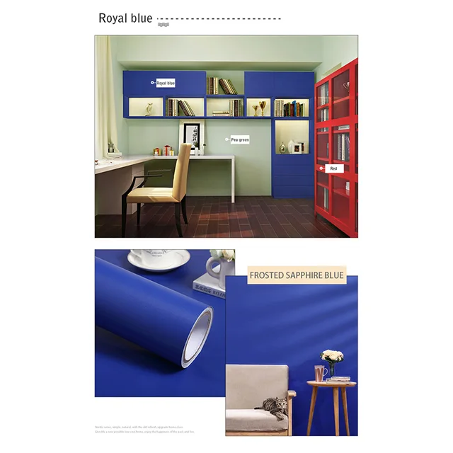 Pearl White DIY Decorative Film PVC Self Adhesive Wall Paper Furniture Renovation Stickers Kitchen Cabinet Waterproof Wallpaper Matte Navy blue