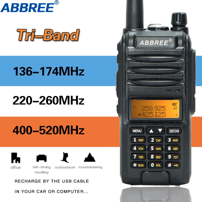 2020 Abbree AR-F3 трехдиапазонная рация 8 Вт uhf vhf 220-260 МГц для любительского дальнего