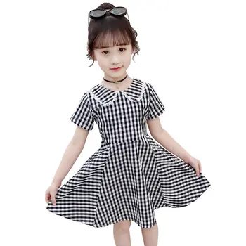 

Baby Girl Summer Plaid Dresses New Fashion Peter Pan Collar Children Clothing High Quality Princess Kids Dresses For Girls