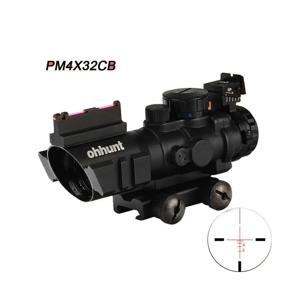 Ohhunt PM 4X32 CB компактный прицел для винтовки красный зелено-синее стекло сетка с тремя подсветкой тактический оптический прицел передние и прицелы