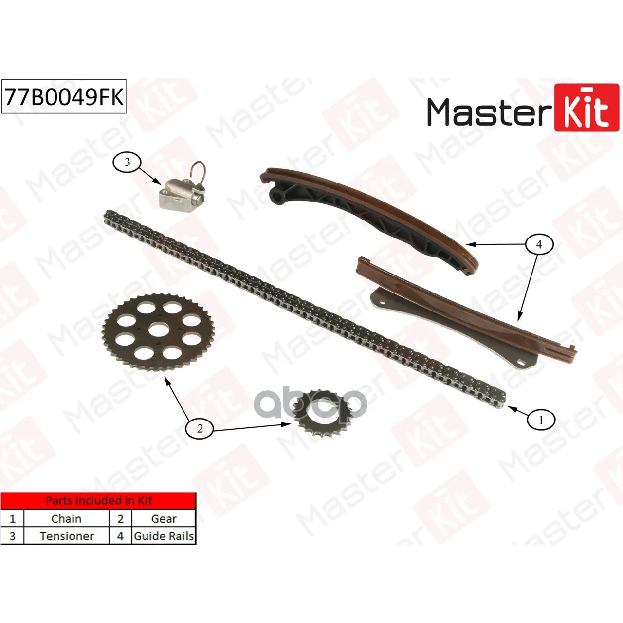 Комплект Цепи Грм Opel: Agila/Astra/Corsa 1.3cdti A13dtc/A13dte 03 MasterKit арт. 77B0049FK