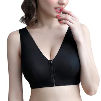 

Bra Lingerie Female Comfortable Bras Zipper Sports Bras Without Steel Ring Sports Underwear Crop Tops Sujetadores mujer W10