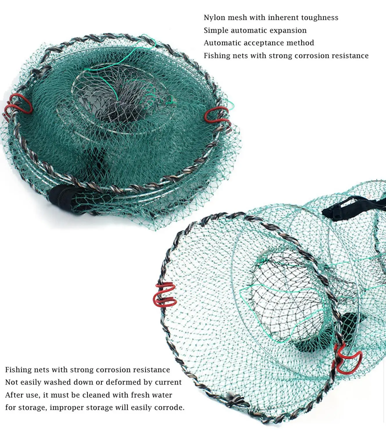 Folded Fishing Net Trap Portable Zipper Bait for Shrimp Crayfish Crab Baits#2c01