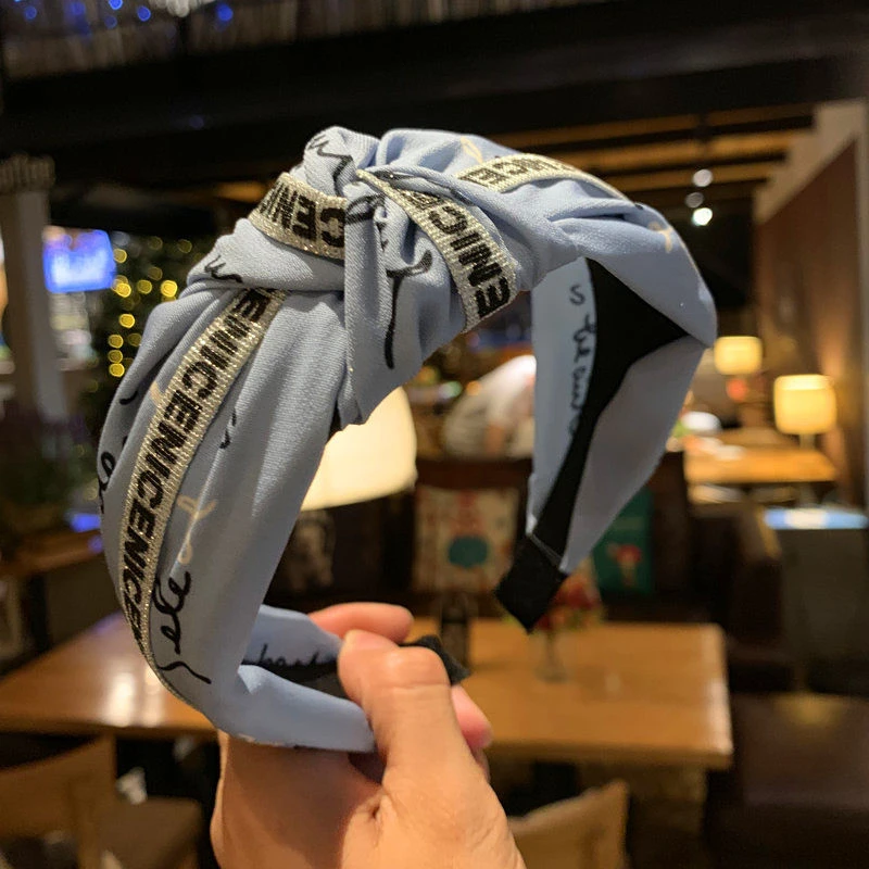 2019 New Women Bowknot Elastic Fabric Headband Cross Knotted Hair Band Adult Pattern Head Hoop Lady Hair Accessories 903