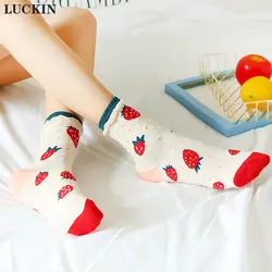 Японские каваи мультфильм большой Клубника женские носки интересные смешные носки Харадзюку креативный узор дышащие Повседневные