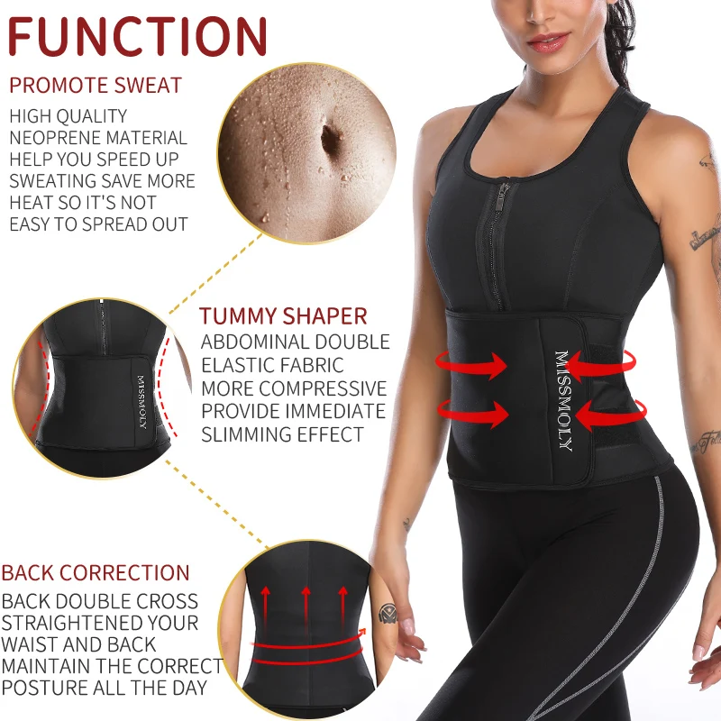 Neoprene Shapewear Sauna Suit Top Vest Adjustable Waist Trainer Slimming Women Weight Loss Adjustable Tummy Shaper Modeling Belt