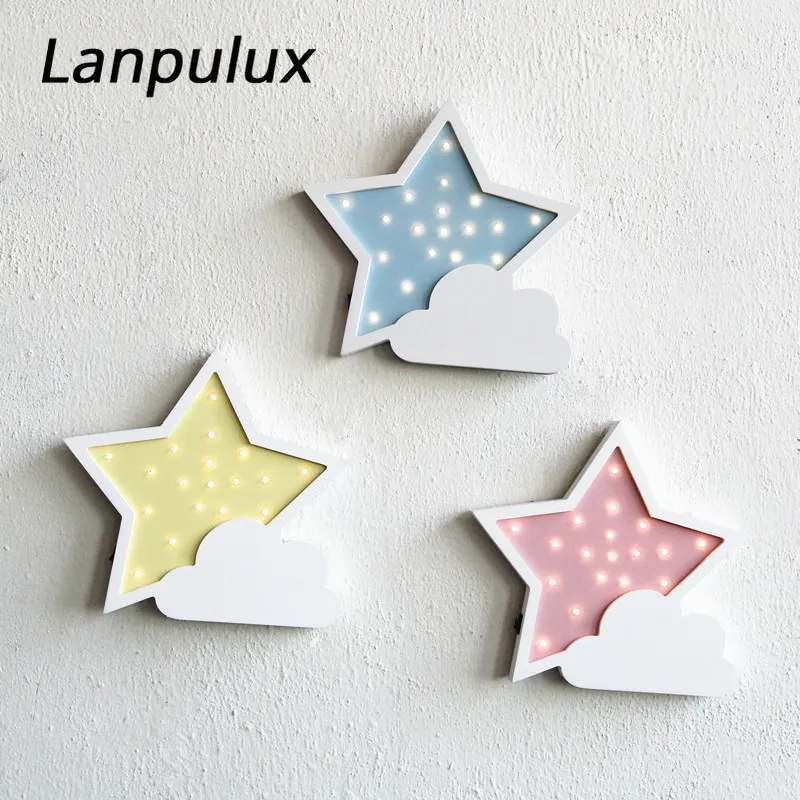 Lanpulux скандинавские луна звезда деревянный ночник украшение дома настенные