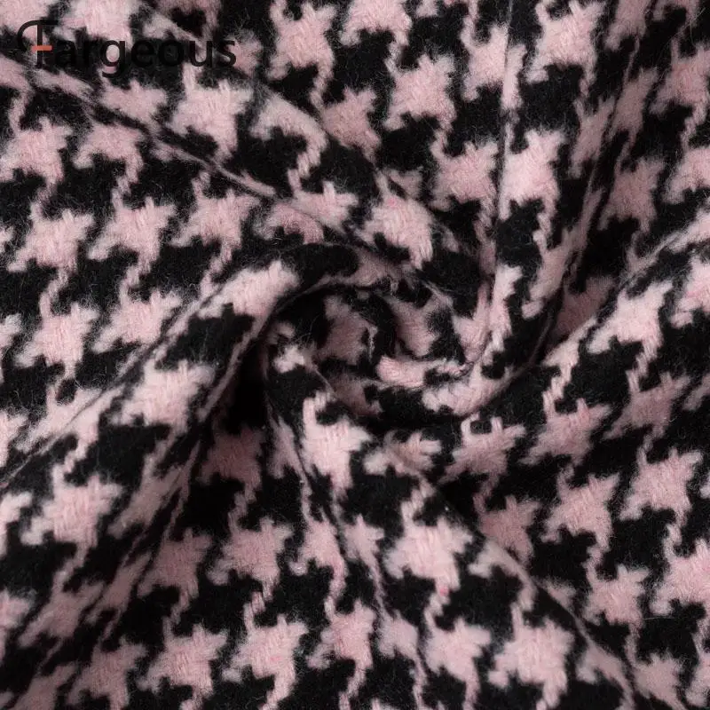 Женский клетчатый твидовый Блейзер, куртки и пальто, зимняя женская мода, Классический Розовый однобортный Блейзер с рисунком «гусиная лапка», женская верхняя одежда