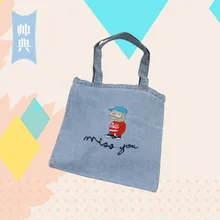 Напрямую от производителя Простой моды Ковбой Одна сумка тканевая через плечо стиль универсальная сумка для покупок поколение жира