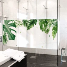 Без клея Электростатическая стеклянная пленка зеленый лист растение светильник для ванной комнаты Непрозрачное окно целлофан Противоугонная Наклейка на окно