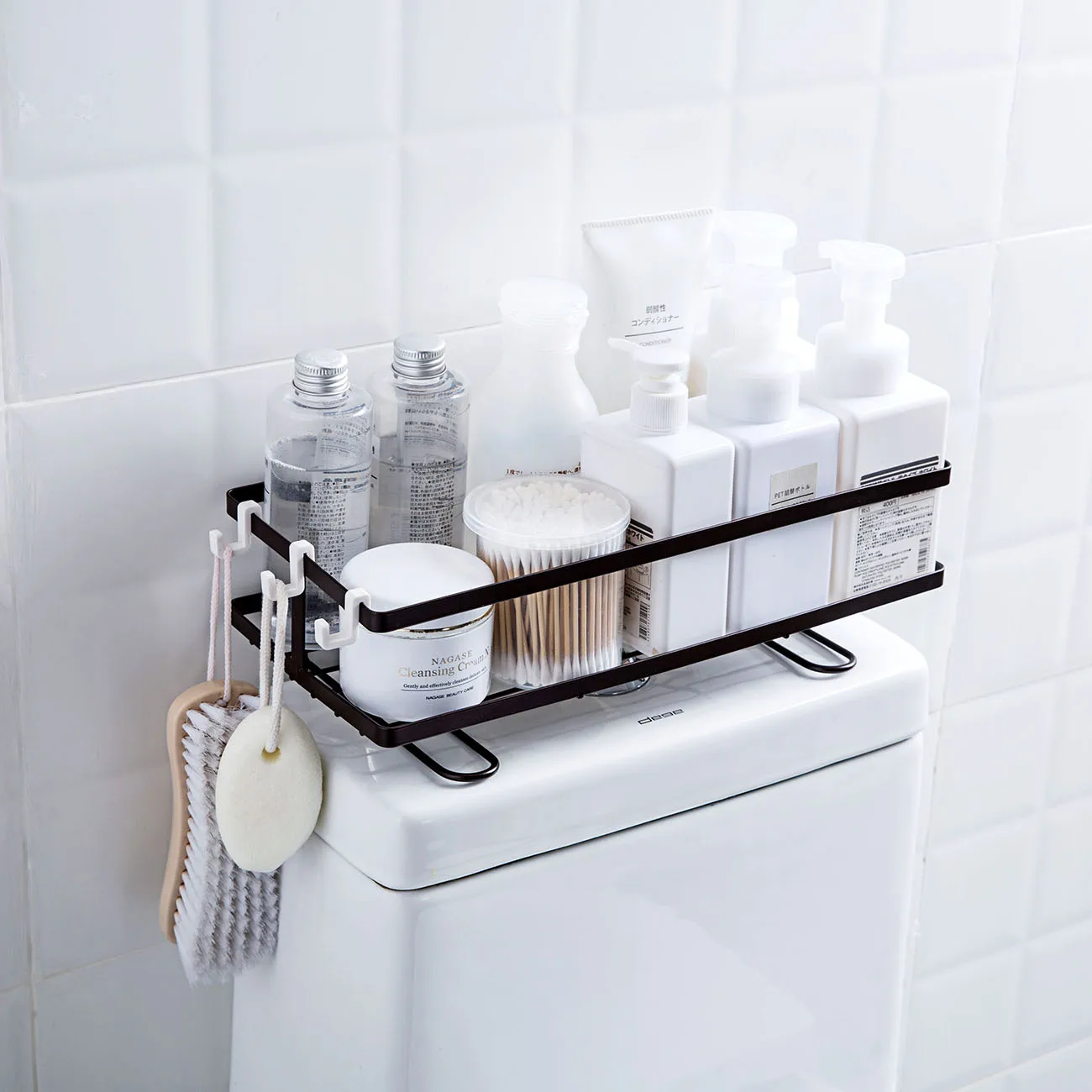 Bathroom Wall-mounted Shampoo Holder Toilet Shelf Caddy Storage Tidy Rack Sight 