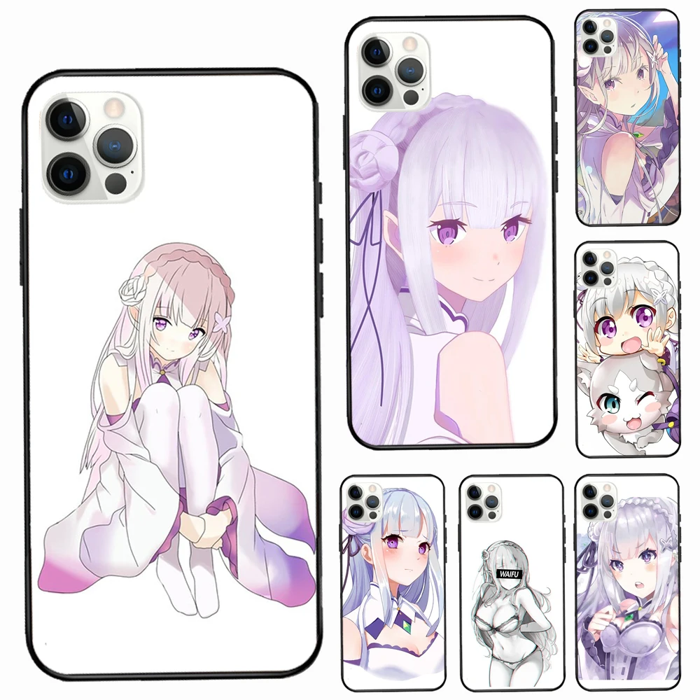 Чехол Re Zero Emilia для Apple iPhone 13 12 Mini 11 Pro Max XS X XR 6S 7 8 Plus 5S SE 2020 чехол телефона | Мобильные