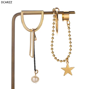 

Birds of Prey Harley Quinn Earrings Women Pearl Beaded Statement Long Chain Tassels Earrings KPOP Korean Ear Cuff Punk Jewelry W